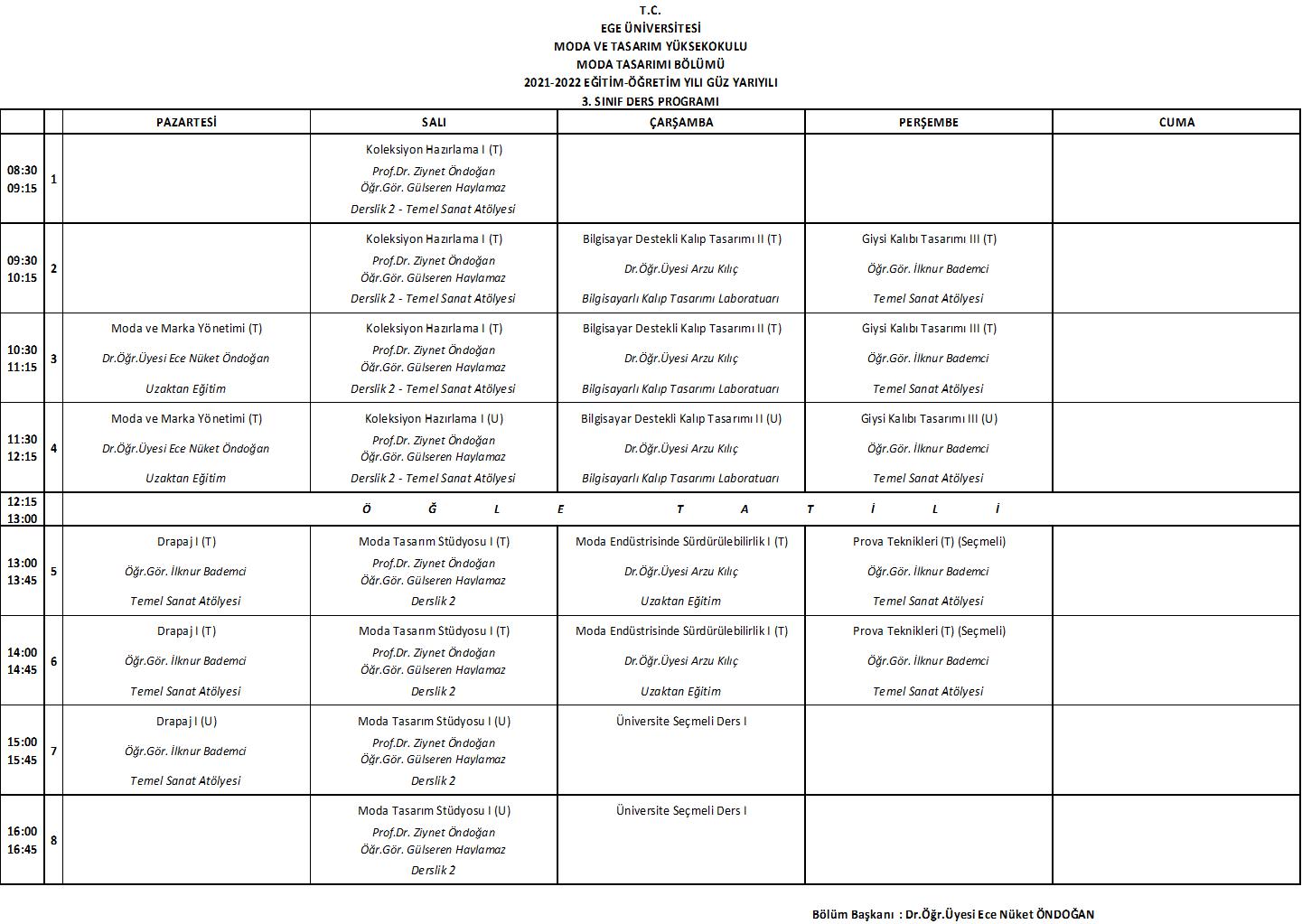 Ders Programı Lisans-3